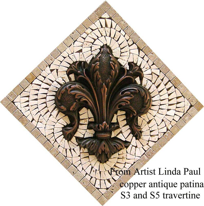 fleur de lis backsplash medallion