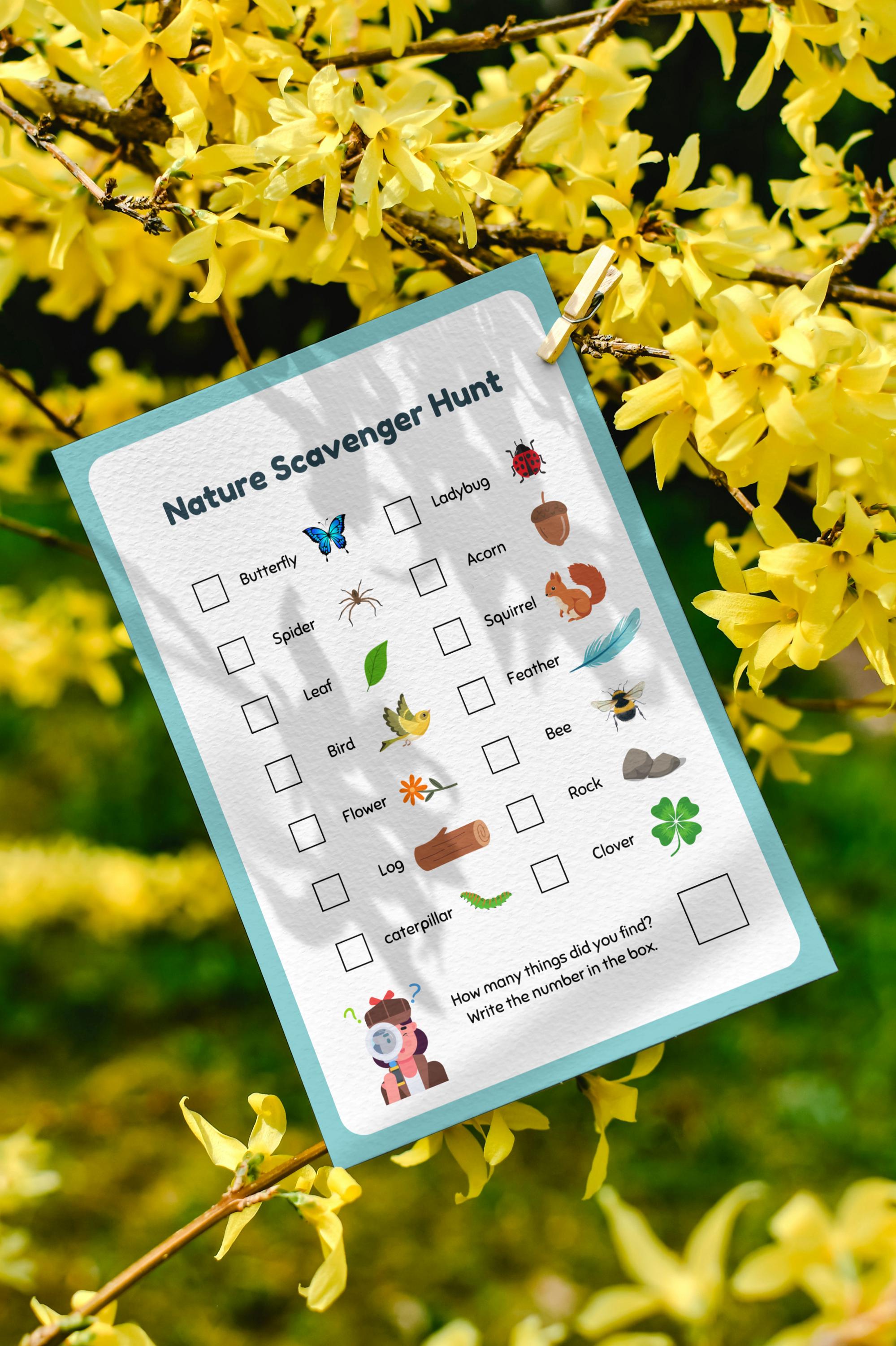 Nature Scavenger Hunt for Kids - Outdoor Adventure Printable Activity ...