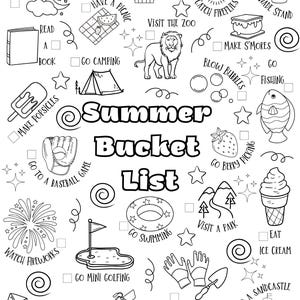 Summer Bucket List -&gt; Summer Bucket List Printable -&gt; Coloring Bucket List