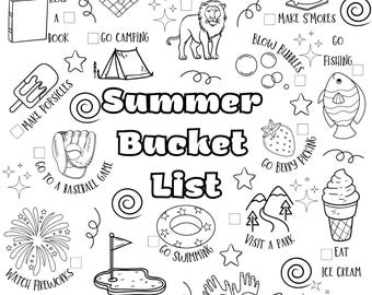 Sommarens bucketlist -> Utskrivbar sommarens bucketlist -> Målarbok för bucketlistor
