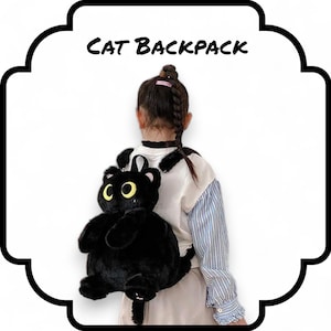 Cute Cat Backpack for Women & Kids – Kawaii Animal Plush Bag – Soft Cartoon Backpack for Travel, Gifts, or School Use