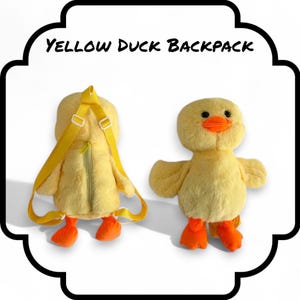 Kawaii Duck Backpack – Plush Yellow Animal Bag for Girls & Kids – Cute Cartoon Backpack for Travel, Gifts, Cosplay or School