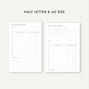 Monthly Goal Planner: Four Versions - A4/A5/Letter/Half Letter Sizes (Printable PDF Download) image 8