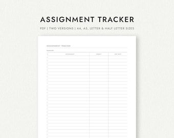 Planilha de Acompanhamento de Tarefas para Estudantes: Tamanhos A4/A5/Carta/Meia Carta (Download em PDF para Impressão)