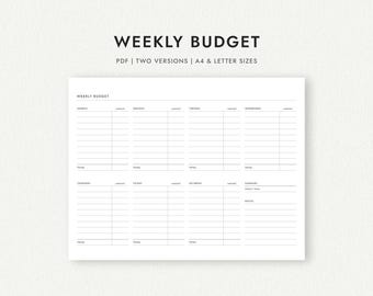 Weekly Budget: A4 & Letter Sizes (Printable PDF Download)