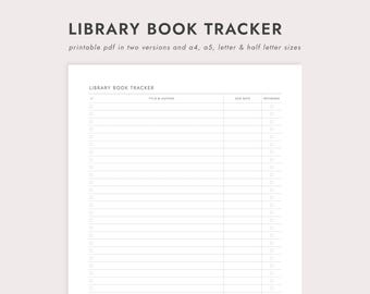 Typable Library Book Tracker Sheet.pdf Library Book Tracker | Printable Book Log | Library Book Return ...