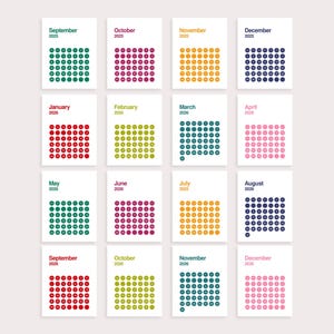 PRINTABLE 2025-2026 16 Month Calendar, PDF Printable, Instant Download, A4, Letter, Colorful, Modern Minimalist Wall Calendar, 2025/2026