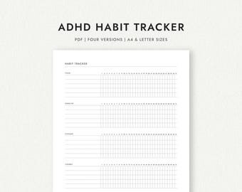 ADHD Monthly Habit Tracker - A4 & Letter Sizes (Printable PDF Download)