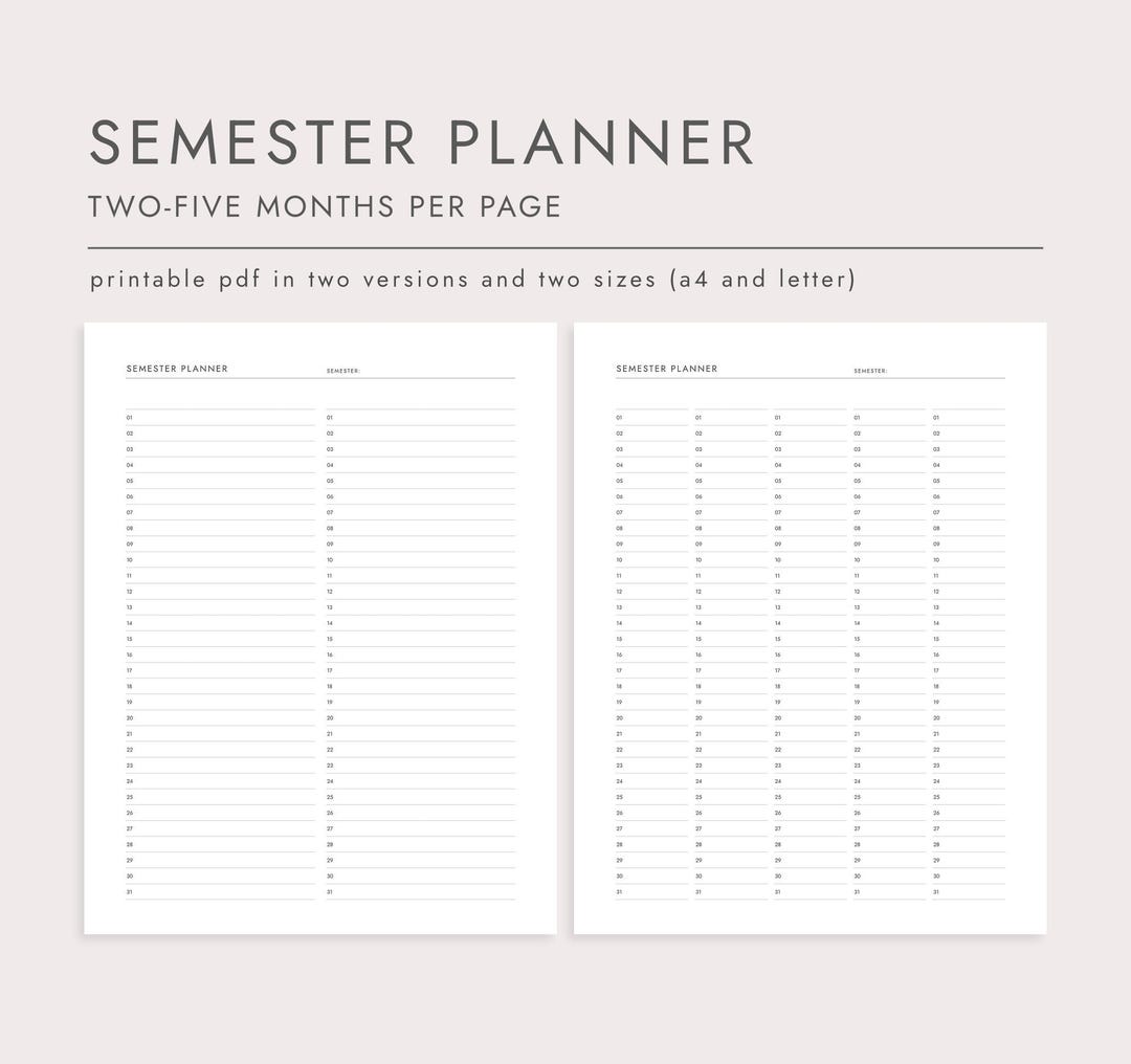 Semester Overview.pdf Semester Planner, PDF Printable Planner, Instant Download, A4, Letter ...