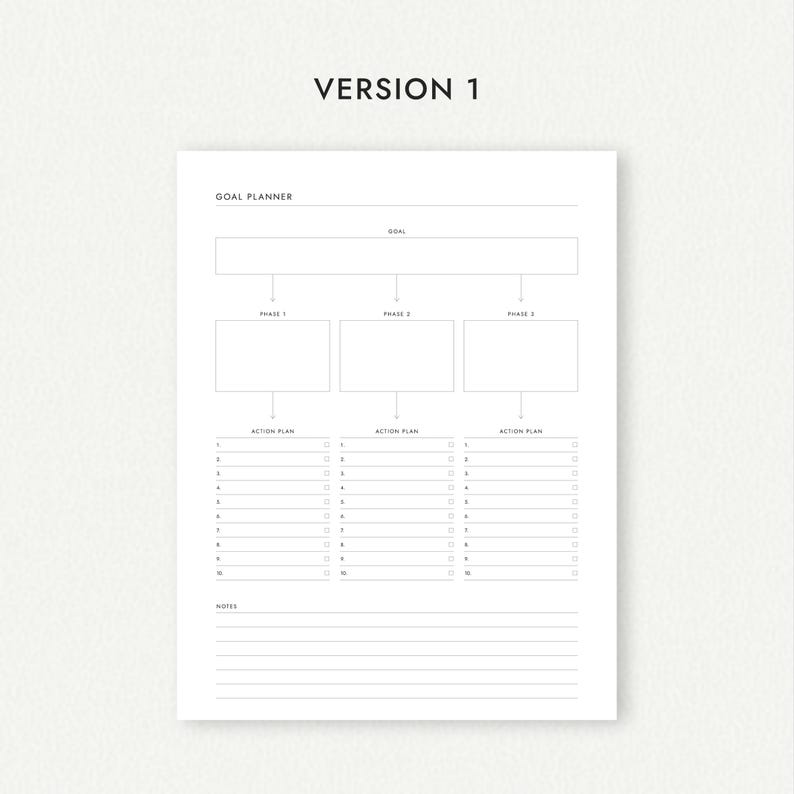 Goal Planner With Action Plan - A4/a5/letter/half Letter Sizes ...