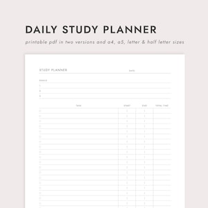 PDF Lernplaner: A4/A5/Letter/Half Letter Größen (Download)