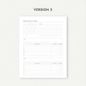 Monthly Goal Planner: Four Versions - A4/A5/Letter/Half Letter Sizes (Printable PDF Download) image 4