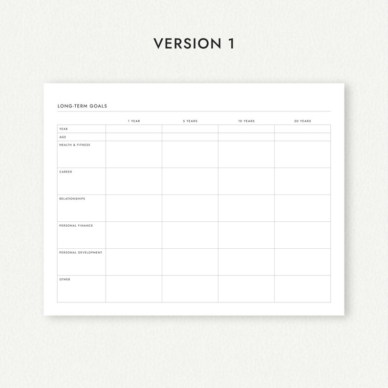 Long-Term Goal Planner: Portrait and Landscape Versions - A4/A5/Letter/Half Letter Sizes (Printable PDF Download) image 2