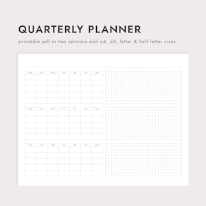 PDF Quarterly Planner: Landscape Orientation - A4/A5/Letter/Half Letter Sizes (Printable Download)