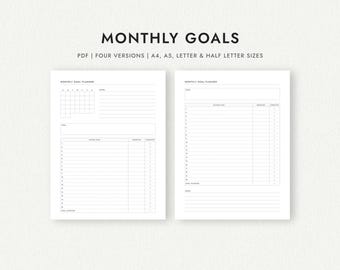 Monatsplaner: Vier Versionen - A4/A5/Letter/Half Letter (druckbare PDF-Datei zum Herunterladen)