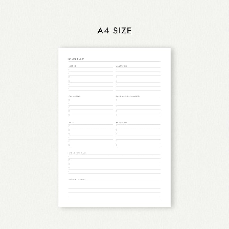 ADHD Brain Dump: Two Versions - A4/A5/Letter/Half Letter Sizes (Printable PDF Download) image 5