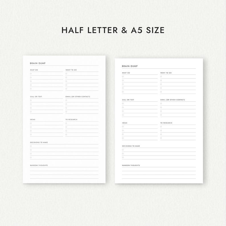 ADHD Brain Dump: Two Versions - A4/A5/Letter/Half Letter Sizes (Printable PDF Download) image 4