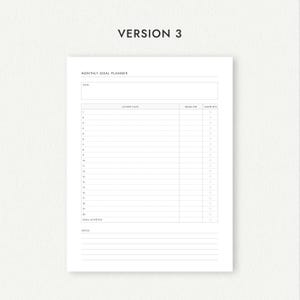 Monthly Goal Planner: Four Versions - A4/A5/Letter/Half Letter Sizes (Printable PDF Download) image 5