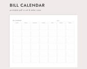 PDF Bill Payment Calendar: A4 & Letter Sizes (Printable Download)