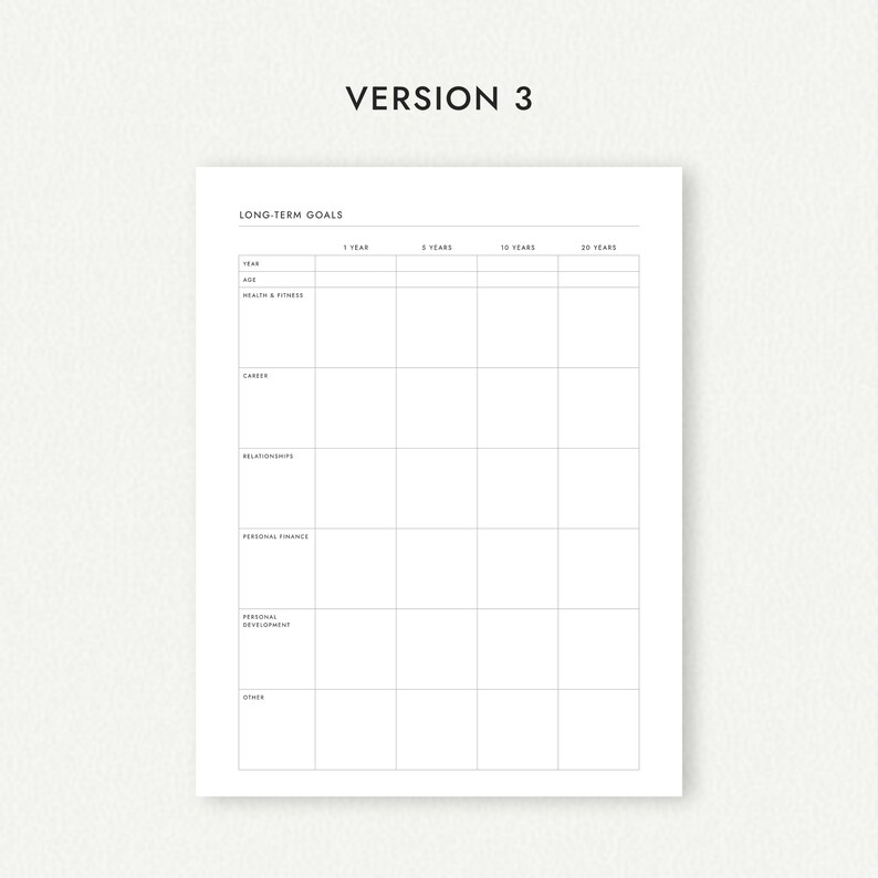 Long-Term Goal Planner: Portrait and Landscape Versions - A4/A5/Letter/Half Letter Sizes (Printable PDF Download) image 4
