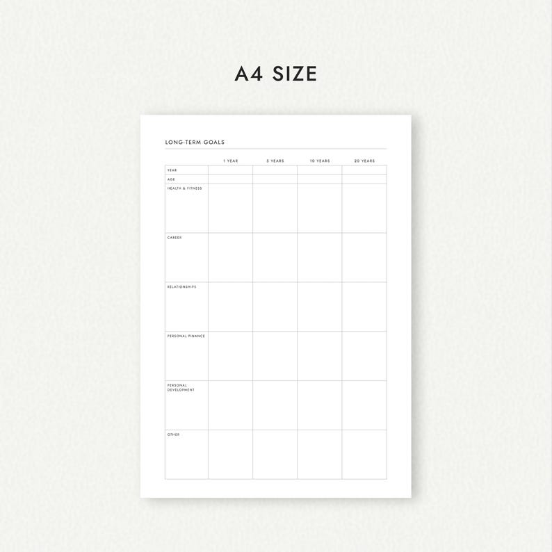 Long-Term Goal Planner: Portrait and Landscape Versions - A4/A5/Letter/Half Letter Sizes (Printable PDF Download) image 7