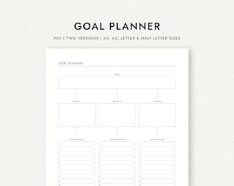 Goal Planner with Action Plan - A4/A5/Letter/Half Letter Sizes (Printable PDF Download)
