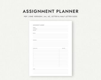 Aufgabenplaner für Studenten: Größen A4/A5/Letter/Half Letter (druckbare PDF-Datei zum Herunterladen)