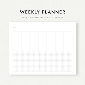 Wochenplaner: Querformat mit vertikalen Kalendertagen - A4 & Letter (druckbare PDF-Datei zum Herunterladen)