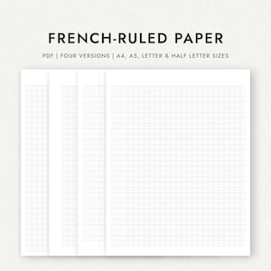Papel de notas con renglones franceses (Seyès): Cuatro estilos de margen - Tamaños A4/A5/Carta/Media carta (Descarga en PDF imprimible)