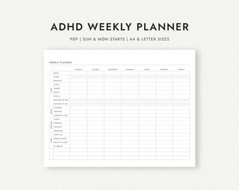 ADHD Weekly Planner: Life Management - A4 & Letter Sizes (Printable PDF Download)