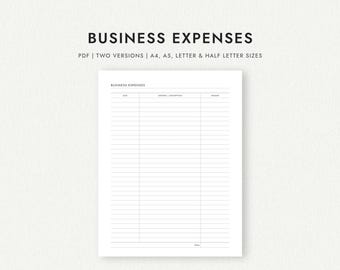 Planilha de Controle de Despesas Empresariais - Tamanhos A4/A5/Carta/Meia Carta (Download em PDF para Impressão)