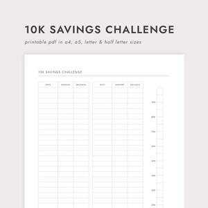 PDF 10k Savings Challenge: A4/A5/Letter/Half Letter Sizes (Printable Download)
