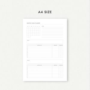Monthly Goal Planner: Four Versions - A4/A5/Letter/Half Letter Sizes (Printable PDF Download) image 9
