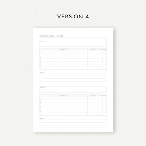 Monthly Goal Planner: Four Versions - A4/A5/Letter/Half Letter Sizes (Printable PDF Download) image 6