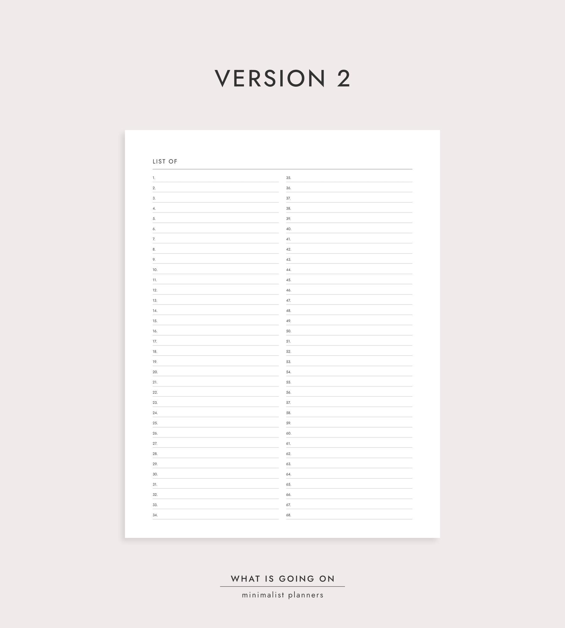 Blank List: Numbered or With Checkboxes - A4/a5/letter/half Letter ...