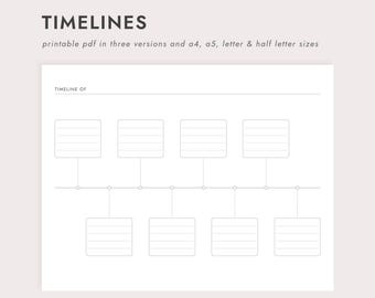 Timelines: Three Versions - A4/A5/Letter/Half Letter Sizes (Printable PDF Download)