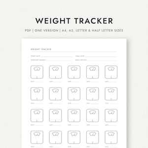 Weight Tracker - A4/A5/Letter/Half Letter Sizes (Printable PDF Download)