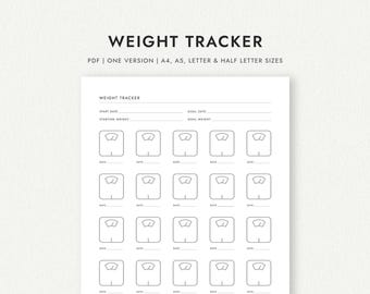 Gewicht-Tracker – A4/A5/Letter/Half Letter Größen (Druckbare PDF-Download)