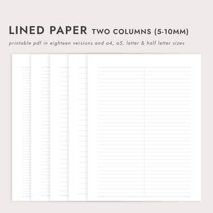 Lined Paper: Portrait with Two Columns (Steno) - A4/A5/Letter/Half Letter Sizes (Printable PDF Download)