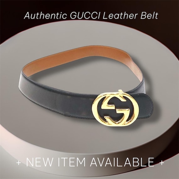 本物ヴィンテージグッチインターロッキングGGゴールドバックルブラック  