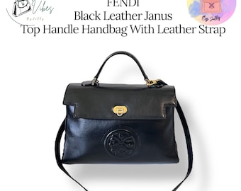 Vintage Fendi Janus-handtas: zwart leren Romeins medaillon, luxe jaren 80