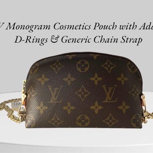 Customised|Authentic Louis Vuitton Cosmetics Pouch|Accessories|With added Removable D-Rings and Chain Strap|Converted to Crossbody Bag