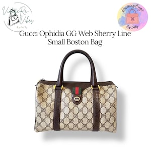 Vintage Gucci Ophidia GG Boston Tasche | Sherry Web, Klein (28 cm)