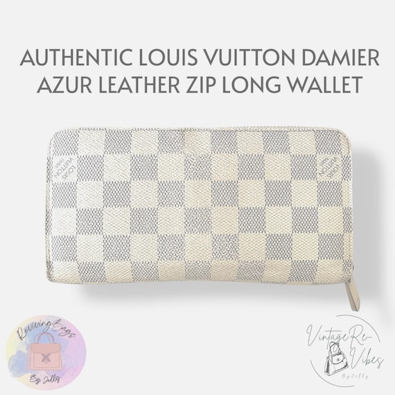 ルイヴィトン　ジッピーパス Authentic Louis Vuitton Damier Azure Zipper Wallet | White Long