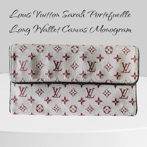 Authentische Louis Vuitton Maroon Canvas Monogramm Sarah Lange Brieftasche | Gebrauchte Gereinigt und Konditioniert | Vintage|Restauriert