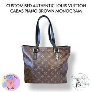 Customised Authentic Louis Vuitton Cabas Piano Tote Bag| Brown Monogram|Restored|Repaired|Painted Vanchetta|Vintage