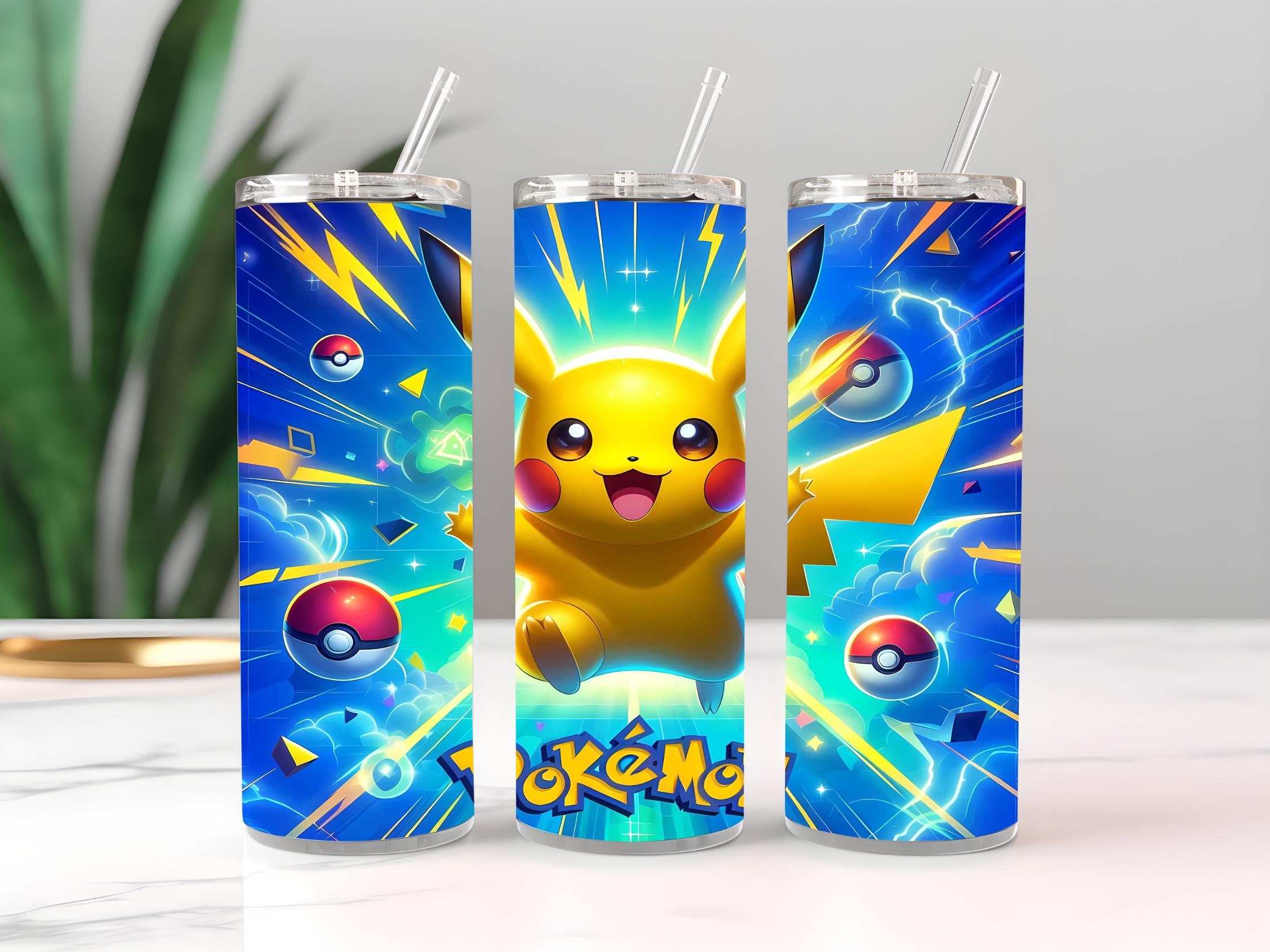 Electric Pikachu Pokémon Digital Tumbler File PNG sublimation-ready 20 oz skinny tumbler