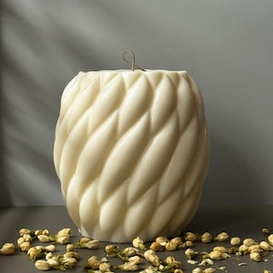 Large Twirling Soy Wax Candle: Modern Art Sculptural Candle
