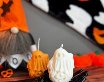Pumpkin Ghost Candle – Handmade Halloween Soy Wax Decoration