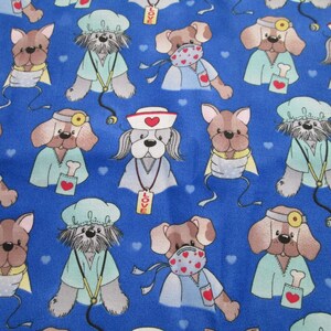 DOGS in MEDICAL dress---BOUFFANT Ladies scrub hat,adjustable Scrub Cap-Fabric Scrub Hat